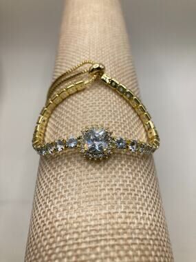 Radiant Center Stone Slider Tennis Bracelet Made with Swarovski Elements Sz9